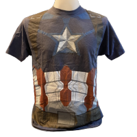 เสื้อยืดมือสอง คอกลมมีลาย พื้นดำ ยี่ห้อป้าย Marvel CIVIL WAR  size M ด้านหลังพื้นเรียบ(S64/152)