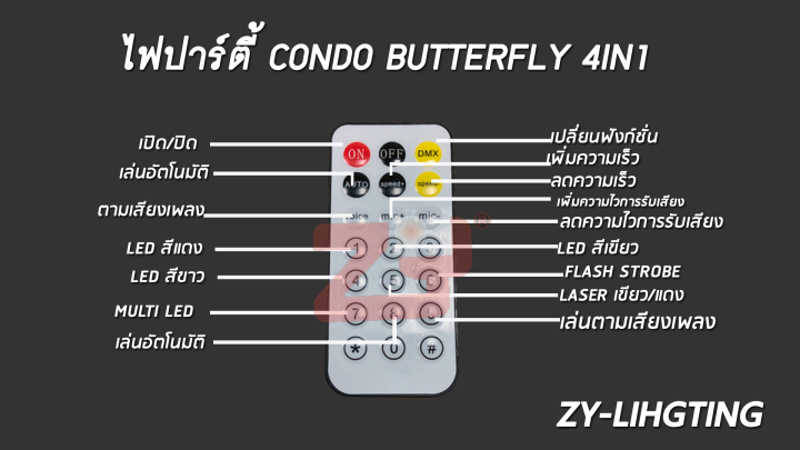 4in1condo-butterfly-ไฟเลเซอร์ในผับ-ไฟเลเซอร์ปาร์ตี้-เหมาะสำหรับไพรเวทปาร์ตี้และสถานบันเทิงทุกขนาด-สินค้ามีพร้อมจัดส่ง-ฟรีค่าขนส่ง