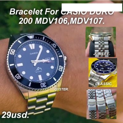 [ส่งฟรี]สายนาฬิกา หัวโค้ง สำหรับ CASIO DURO 200 MDV-106 ,MDV-107 ขนาด22มิล มีLOGO  ฟรีSpring Bar และปากกาถอดสายเก็บปลายทางได้ค่ะ