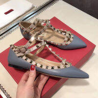 Valentinoˉ2023 New Classic Pointed Rivet Womens Flat Sandals (with Shoe Box)