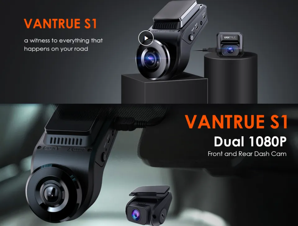  Vantrue S1 4K Dash Cam Front and Rear, 1080P Dual GPS Dash  Camera with 24 Hours Parking Mode, Enhanced Night Vision, Motion Detection,  Capacitor, Single Front 60FPS, G-Sensor, Support 256GB Max 