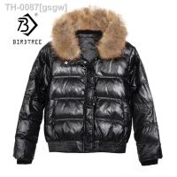 ☏ gsgw Mulheres gola de pele real pato para baixo jaqueta feminina inverno grosso curto coreano puffer casaco quente à prova vento outwear com capuz c11317p