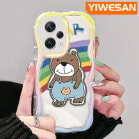 YIWESAN เคสสำหรับ Xiaomi Redmi Note 12 Pro Plus Note 12 Pro Speed 5G Poco X5 Pro 5G แฟชั่นลายหมีเนื้อครีมกันกระแทกแบบใสนิ่มเคสมือถือโปร่งใสลายกล้องถ่ายรูปสร้างสรรค์เคสซิลิกาเจลป้องกันสุดสร้างสรรค์