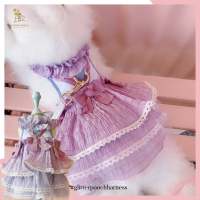 Glitter Pooch ชุดรัดอก สายจูง เสื้อผ้า สุนัข, หมา, แมว, สัตว์เลี้ยง พร้อม สายจูง รุ่น Romantic Vacay Purple