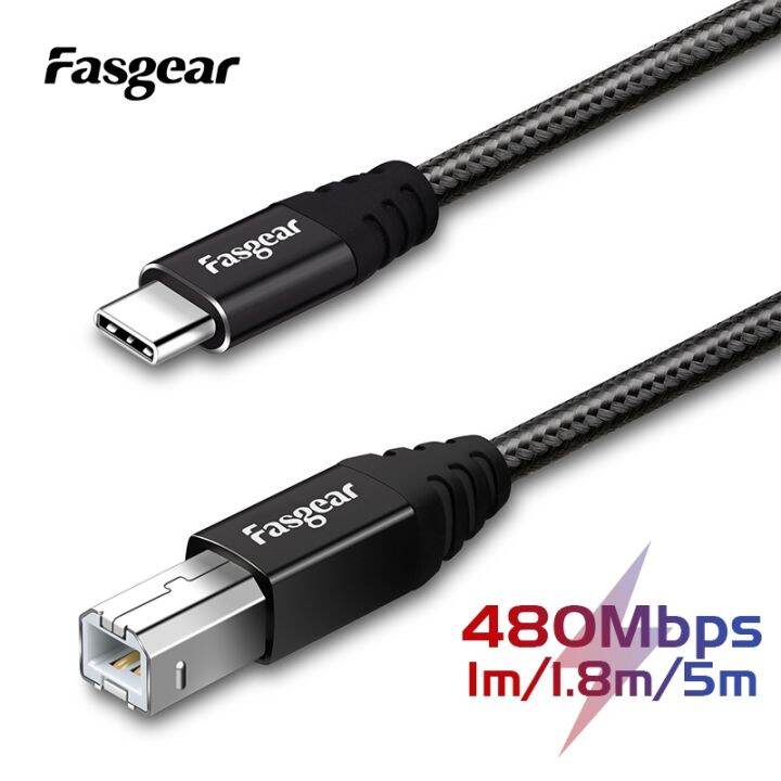 [LLSKD]㍿ ♣ Fasgear USB B Printer Cable 5M USB C To USB B Cable For