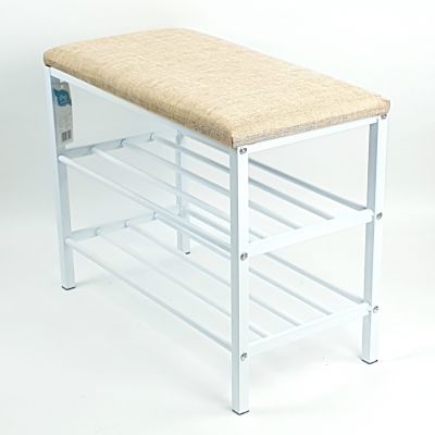 Bench with shoe storage, steel, size 60x30x48cm,- white