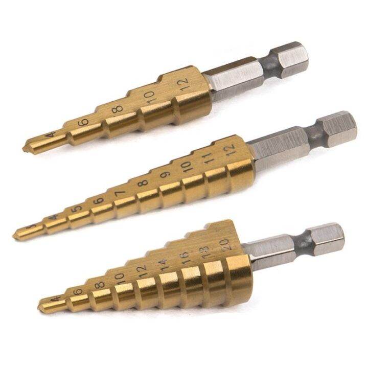 3pcs-brocas-prar-hss-metric-1-4-hex-shank-titanium-coated-step-drill-bit-cutting-tool-metal-laque-sharpener-drill-bit-set-cone