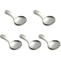 Stainless Steel Serving Spoons with Short Handle for Ice Cream, Salt, Tea, Coffee, (Silver, 5 Pcs)