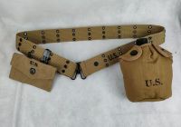 tomwang2012.MILITARY WWII WW2 US AMRY WEBBING SOLDIER EQUIPMENT BELT First Aid Kit Pocket &amp; USMC M1910 CANTEEN SET