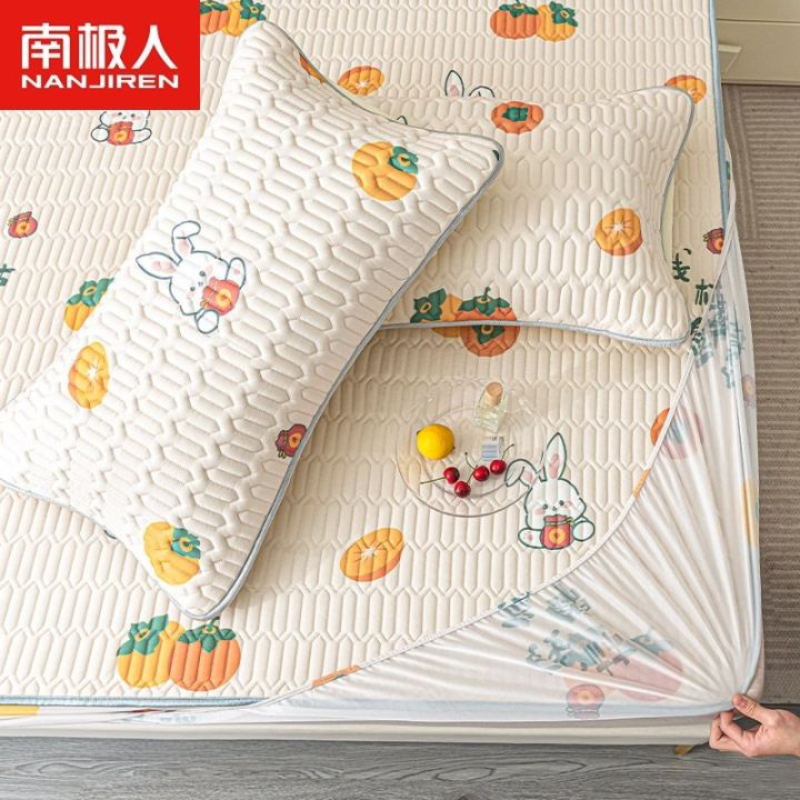antarctic-people-latex-mat-one-piece-set-non-slip-dust-proof-bed-sheet-three-piece-summer-home-single-student-dormitory