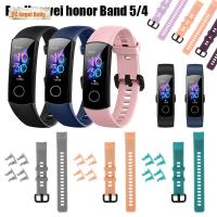 GGECENG อ่อนนุ่ม สร้อยข้อมือ สายรัดข้อมือ สีสัน For Honor Band 5 4 สายสำรอง ซิลิโคน สายนาฬิกา