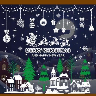 2022 Merry Christmas Wall Sticker Window Glass Christmas Decor for Home Living Room Wall Decor 2023 Happy New Year Stickers