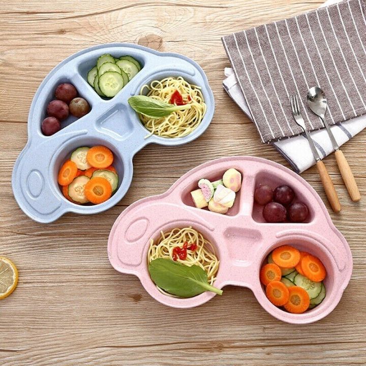 toddler-infant-baby-dishes-cartoon-car-shape-plate-environmentally-separated-child-food-plates-kids-dinnerware-tableware-tray