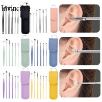 Portable Ear Scoop Cleaning Kit with Bag/ Reusable Stainless Steel Ear Wax Removal Spoon/ Spiral Ear Curette Cleaning Tool