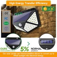 100 LED Solar Wall Lamp All Sides Luminous Motion Sensor Human Induction Courtyard Waterproof Stairs Outdoor Wall Light Outdoor Lighting