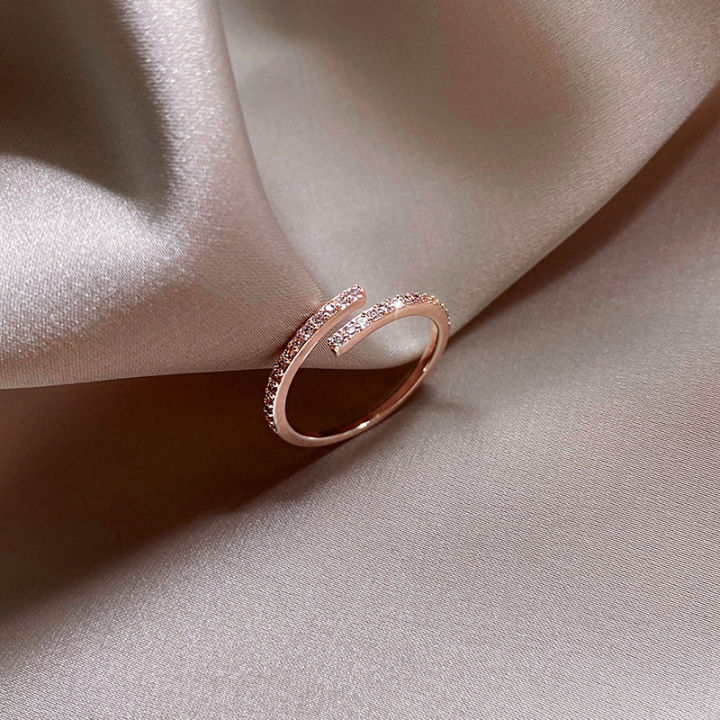 1ชิ้นแหวนอินแหวนแบบปรับขนาดได้แหวนโบราณแหวนโลหะแหวนแหวนเปิดเพทายหรูหราแหวนปรับขนาดได้ทันสมัย