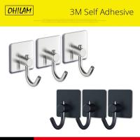 ₪☋❧ 3M Sticker Adhesive Stainless Steel Wall Mount Holder Hook 1pc Door Clothes Coat Hat Hanger Hanger Towel Clothes Robe Rack