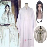 Xie Lian Cosplay Costume Tian Guan Ci Fu Cosplay Xielian Wigs Bamboo Hat Prop Men Women White Han Fu Anime Outfit