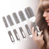 [Nai Nai comb]MOONBIFFY Professional Hair Dressing Brushes เซรามิคเหล็กหวีกลม (19มม.) 5ขนาดเครื่องมือจัดแต่งทรงผม Hairbrush อุณหภูมิสูง