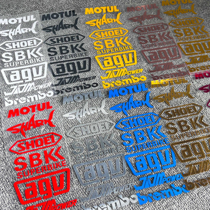 moutul-sparco-jdm-power-brembo-shoei-สติกเกอร์สำหรับฮอนด้ายามาฮ่าซูซูกิหลากสีรุ้งรถจักรยานยนต์แถบข้างหมวกกันน็อคสติกเกอร์กันน้ำโมเดลรถยนต์ล้อไวนิลบังโคลนสติกเกอร์รูปลอก