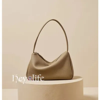 Korean TOGO leather baguette bag retro armpit bag cowhide handbag shoulder bag women ELRF
