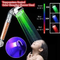 Temperature Control 3 Color Changing LED Anion SPA Shower Head Bathroom Water Saving Handheld Showerheads