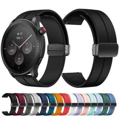 vfbgdhngh 22mm Silicone Magnetic Folding Buckle Strap For Amazfit GTR4 band For Amazfit GTR3 GTR2 Stratos 3 GTR 47mm Replaceable Watchband