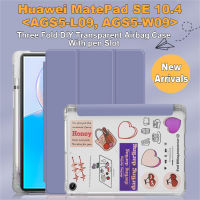 สำหรับ Huawei MatePad SE 10.4 (2022) AGS5-L09 AGS5-W09 Mate Pad SE 10.4นิ้วแฟชั่นไฮเอนด์สามพับพับฝาเป็นฐานโปร่งแสงคลุมป้องกันแท็บเล็ตฝาหลังด้าน