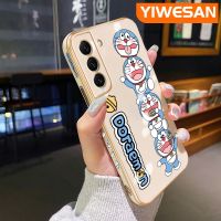 YIWESAN เคสปลอกสำหรับ Samsung Galaxy S21บวก S21พิเศษ,เคสบางลายการ์ตูนโดราเอมอนหรูหราบางเคสโทรศัพท์ชุบขอบสี่เหลี่ยมลวดลายกันกระแทกเคสนิ่มคลุมทั้งหมดป้องกันเลนส์กล้อง