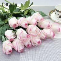 15pcs/lot Artificial Flower Real Touch Moisturizing Rose Home Decoration Fake Flower Wedding Bride Bouquet Valentines Day Gift Artificial Flowers  Pl