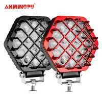 ANMINGPU ไฟสปอร์ตไลท์สำหรับขับรถ5นิ้วไฟ LED ออฟโร้ดสำหรับรถบรรทุกรถแทรกเตอร์เคสำงานขนาด12V 24V