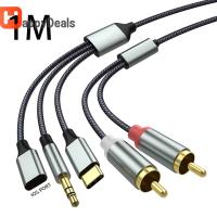 Type-C ไปยัง Dual RCA สายเคเบิลตัวผู้ Y Splitter Type-C To 2วิทยุ RCA ตัวผู้สายสำหรับ Iphone/Android แท็บเล็ตโทรได้