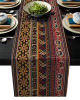 Retro European Pattern Black Rustic Table Runner Home Dining Room Decor Table Cloth Wedding Christmas Party Table Runners