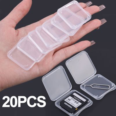 【CW】☢  20pcs Transparent Memory Card Holder Reader Storage Boxes Plastic Protector