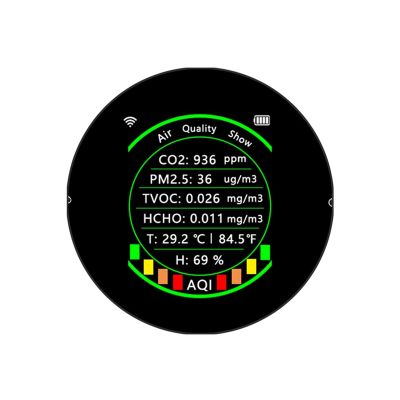 7 in 1 Air Quality Meter PM2.5 CO2 TVOC HCHO AQI Temperature Carbon Dioxide Detector Alarm Threshold