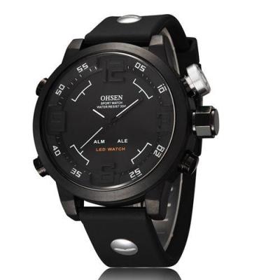 OHSEN นาฬิกาข้อมือ Gaun Modis LED Jam Tangan Digital ควอตซ์ลำลองสำหรับผู้ชายนาฬิกาผู้ชาย AD2820ใหม่นาฬิกาข้อมือกันน้ำทรงนักธุรกิจ