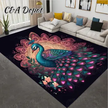 Peacock Feather Kitchen Rug Home Decoration Door Mat Entrance