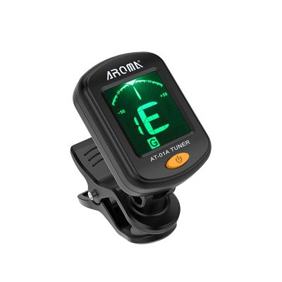 AROMA AT-01A Guitar Tuner Rotatable Clip-on Tuner LCD Display for Chromatic Acoustic Guitar Bass Ukulele Black Guitar Parts