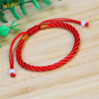 ?【Lowest price】WORE สร้อยข้อมือแบบถักคู่สำหรับผู้หญิงนำโชคกำไลข้อมือสีแดงนำโชคแบบปรับได้