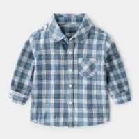 VIDMID Childrens baby long sleeve Korean shirts boys and girls frosted plaid shirts childrens shirts cotton fashion tops P4875