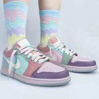 COD DSFGRTUTYIII New Aj1 Low Top Shoes Color Stitched Macarone Sports Leisure Board Shoes Video Games Black Laser Student Fashion Shoes