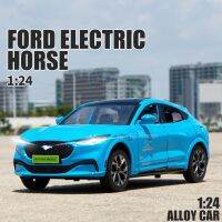 1:24 Ford Mustang Electric Horse Mach-E Sports Car Model Alloy Diecast New Energy Sound Light Model Vehicle Toy for Boys Gifts