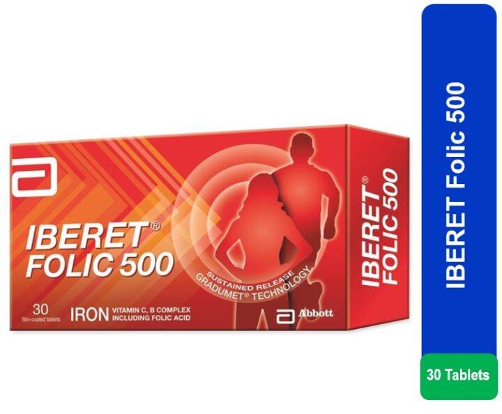 Iberet Folic 500 Iron Supplement With Folic Acid Tambah Darah Zat Besi