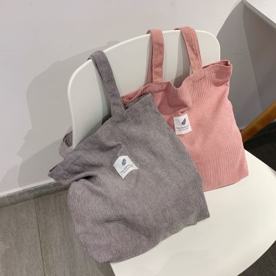 ✢ Corduroy Bag Handbags for Women Shoulder Bags Female Soft Environmental Storage Reusable Girls Small and Large Shopper Totes Bag