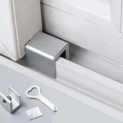 【YF】 1/10 Sliding Door Window Locks Padlock Stop Aluminum Alloy Lock Frame Security with Keys Safety Key Dropshipping