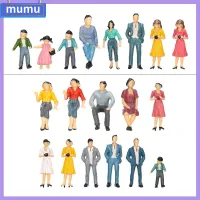 MUMU 10pcs ของเล่นเด็ก ขนาด 1:25/1:30 ของตกแต่งบ้านตุ๊กตา ตัวละคร DIY ทิวทัศน์รถไฟ โมเดลอาคารผู้โดยสาร หุ่นคน