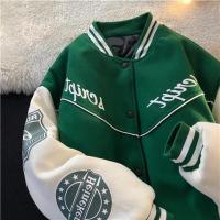 Green Baseball Fashion Spring and Autumn Jackets For Women Patchwork Button Top Jackets Letter Embroidery Outerwear y2k Coats