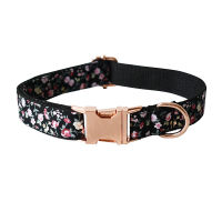 Engrave Collar Leash Things for Dogs Black Flower Polyester Puppy Pug Anti-lost Hand Holding Rope Pet Accessories Collier Chien