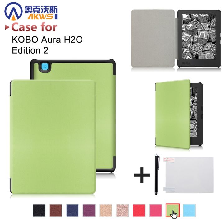 ✥❡ Folio Case For Kobo Aura H2O Edition 2 2017 6.8 Quot; N867 Waterproof  E-Reader Pu Leather Cover Auto Sleep Funda | Lazada.Vn