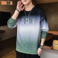 WOMA เสื้อสเวตเตอร์สลิมฟิตสำหรับผู้ชายเสื้อแขนยาวนักเรียนแขนยาว